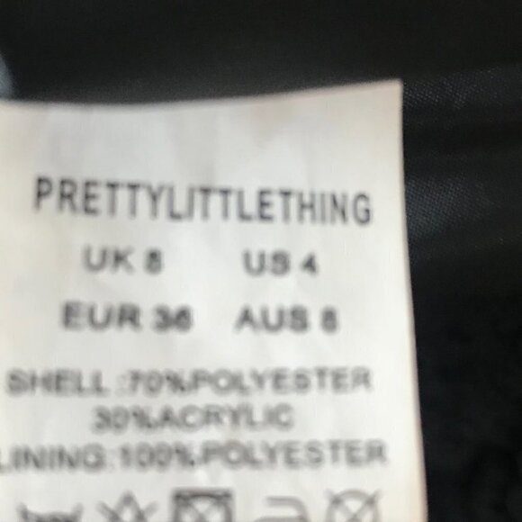 PRETTY Little Thing Black Teddy Coat Size 4 - Picture 6 of 7